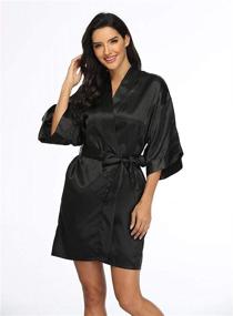 img 3 attached to 👰 Silky Satin Bridesmaid Robes - Women's Short Pure Robes for Bride, Party & Sleepwear
