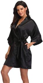 img 4 attached to 👰 Silky Satin Bridesmaid Robes - Women's Short Pure Robes for Bride, Party & Sleepwear
