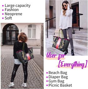 img 1 attached to IBEE Neoprene Tote Bag: Stylish Handbag for Women