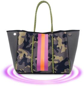 img 4 attached to IBEE Neoprene Tote Bag: Stylish Handbag for Women