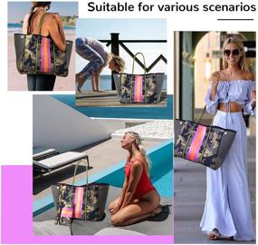 img 3 attached to IBEE Neoprene Tote Bag: Stylish Handbag for Women