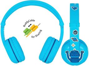 img 3 attached to 🎧 BuddyPhones Play: Volume-Limiting Kids Headphones, Bluetooth, 18-Hr Battery, 4 Volume Levels, Ear-Friendly Design, BuddyCable, Blue