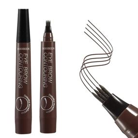 img 4 attached to 💁 Boobeen Eyebrow Tattoo Pen - Waterproof Microblading Eyebrow Pencil with Micro-Fork Tip Applicator - Effortlessly Create Natural-Looking Brows