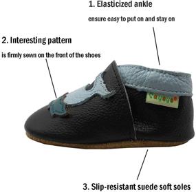 img 3 attached to 🐬 Adorable SAYOYO Baby Soft Sole Black Leather Dolphin Shoes for Infants and Toddlers