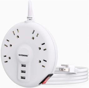 img 4 attached to 🔌 SAFEMORE Travel Power Strip 6 Outlet Surge Protector with 3 USB Charging Station, Compact Size 6.5ft Long Extension Cord, Overload Protection, Portable & Neat for Travel, Home, Office - White