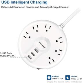 img 2 attached to 🔌 SAFEMORE Travel Power Strip 6 Outlet Surge Protector with 3 USB Charging Station, Compact Size 6.5ft Long Extension Cord, Overload Protection, Portable & Neat for Travel, Home, Office - White