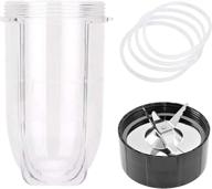 🍹 16 oz cups compatible with magic bullet replacement parts + cross ice blades + 4 pcs gear seals: perfect mixer accessories for magic bullet 250w blender logo