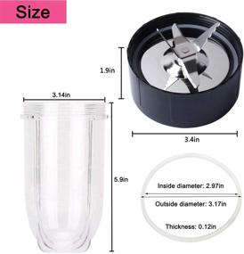 img 3 attached to 🍹 16 OZ Cups Compatible with Magic Bullet Replacement Parts + Cross Ice Blades + 4 PCS Gear Seals: Perfect Mixer Accessories for Magic Bullet 250W Blender