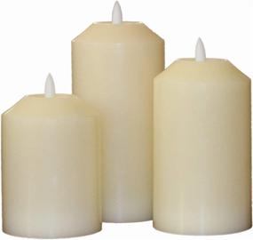 img 4 attached to 🕯️ Set of 3 White Wax Flameless Candles with Timer - Vanilla Scented. Battery-operated Night Light Candles with Realistic 3D Flickering Flame. 8 Hour Timer. 4, 5, 6 inch Electric LED Pillar Candles.