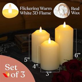 img 2 attached to 🕯️ Set of 3 White Wax Flameless Candles with Timer - Vanilla Scented. Battery-operated Night Light Candles with Realistic 3D Flickering Flame. 8 Hour Timer. 4, 5, 6 inch Electric LED Pillar Candles.