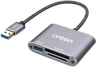 onten usb3.0 xqd/sd card reader - compatible with sony g/m series & lexar 2933x / 1400x usb mark xqd cards, sd/sdhc card reader for windows/mac os (space grey) logo