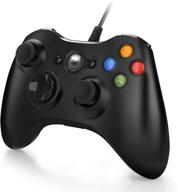 wired xbox 360 controller: gamepad joystick for pc windows 7, 8, 10 (black) logo