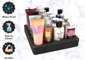 img 3 attached to 🛁 Polar Whale Black Organizer Tray: Washable Waterproof Insert with 20 Slots for Lotion and Body Spray Storage in Bathroom, Bedroom, Office - 11.75 x 12.3 x 2 Inches