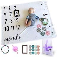 👶 baby monthly milestone growth chart blanket with frame, stickers, and accessories - perfect new parents gift for baby girls and boys - premium 250gsm thickness logo