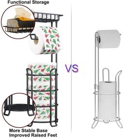 img 2 attached to 🚽 Black Bathroom Free Standing Toilet Paper Holder Stand with Shelf, Dispenser, and Storage for 4 Mega Rolls