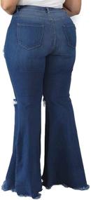 img 1 attached to HannahZone Plus Size Bell Bottom Jeans with Elastic Waist and Ripped Details - Flared Jean Pants in 5XL
