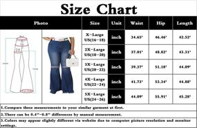 img 2 attached to HannahZone Plus Size Bell Bottom Jeans with Elastic Waist and Ripped Details - Flared Jean Pants in 5XL