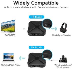 img 2 attached to 🔌 Wireless Bluetooth Transmitter and Receiver 5.0 Adapter - 2-in-1 Wireless 3.5mm AUX aptX Low Latency Adapter for TV and Home Sound System - Single Bluetooth Signal Device