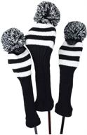 🧦 hauni stripes knitted golf club head covers 3 piece set - protect your 1, 3, 5 driver and fairway with 460cc fits логотип