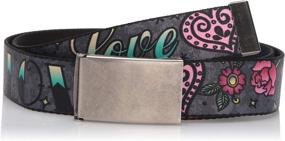 img 2 attached to Buckle Down Belt: Love Kills Tattoo - Edgy Style meets Bold Statement