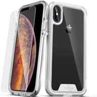 zizo ion series for iphone xs max case military grade drop tested with tempered glass screen protector (silver &amp logo