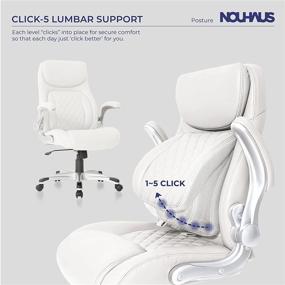 img 3 attached to 🪑 Nouhaus +Posture Ergonomic PU Leather Office Chair: Ultimate Lumbar Support & Adjustable Armrests for Modern Executive & Computer Desk (White)