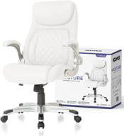 🪑 nouhaus +posture ergonomic pu leather office chair: ultimate lumbar support & adjustable armrests for modern executive & computer desk (white) logo