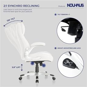 img 1 attached to 🪑 Nouhaus +Posture Ergonomic PU Leather Office Chair: Ultimate Lumbar Support & Adjustable Armrests for Modern Executive & Computer Desk (White)