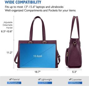 img 3 attached to 👜 Laptop Bag for Women - 15.6 Inch Waterproof Leather Computer Bag for Women, Work Tote Bag - Large Office Handbags Briefcase