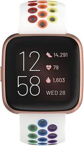 img 4 attached to Ремешки для спортивных часов Geageaus Rainbow для Fitbit Versa - водонепроницаемые и дышащие замены для мужчин и женщин