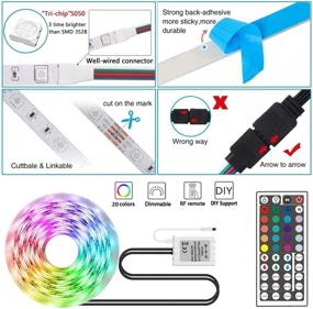 img 2 attached to 🌈 GOADROM Waterproof 16.4ft 5m LED Strip Lights - Flexible Color Changing RGB SMD 5050 150leds Light Strip Kit with 44 Keys IR Remote Controller and 12V Power Supply