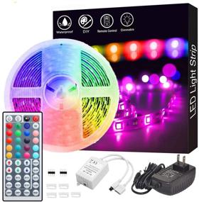 img 4 attached to 🌈 GOADROM Waterproof 16.4ft 5m LED Strip Lights - Flexible Color Changing RGB SMD 5050 150leds Light Strip Kit with 44 Keys IR Remote Controller and 12V Power Supply