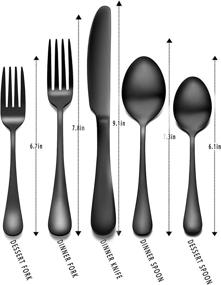 img 2 attached to 🍴 Premium 20-Piece Black Cultery Set with Mirror Finish | Stainless Steel Flatware Tableware for 4 | Includes Spoons Forks Knives | Dishwasher Safe