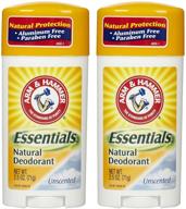 arm & hammer essentials natural deodorant: unscented – 2.5 oz (2 pk), best odor protection logo