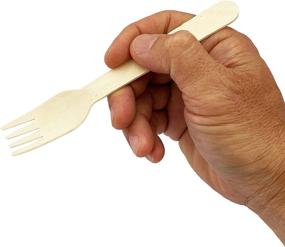 img 3 attached to 🌱 KingSeal 6 Inch FSC Certified Disposable Wooden Cutlery Forks - Pack of 100 pcs, Biodegradable and Earth-Friendly