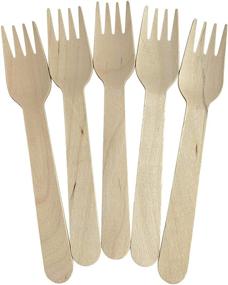 img 4 attached to 🌱 KingSeal 6 Inch FSC Certified Disposable Wooden Cutlery Forks - Pack of 100 pcs, Biodegradable and Earth-Friendly