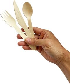 img 1 attached to 🌱 KingSeal 6 Inch FSC Certified Disposable Wooden Cutlery Forks - Pack of 100 pcs, Biodegradable and Earth-Friendly