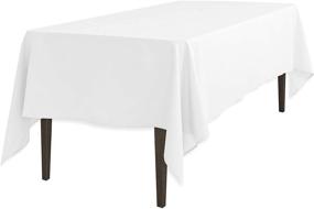 img 4 attached to LinenTablecloth White Polyester Rectangular Tablecloth, 60 x 102-Inch