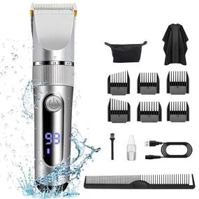 img 4 attached to 💇 BOMPOW Electric Hair Clippers for Men - Hair Cutting Kit with Adjustable Speeds, Trimmer Barber Kit, 6 Guide Combs - Silver