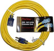 🔌 prostar 16 gauge sjtw 3 conductor 25ft extension cord: lighted ends, yellow логотип