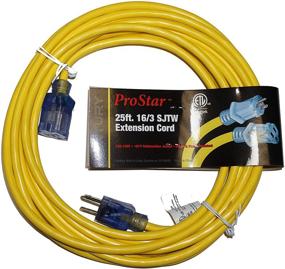 img 1 attached to 🔌 ProStar 16 Gauge SJTW 3 Conductor 25ft Extension Cord: Lighted Ends, Yellow