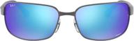rectangular gunmetal ray ban sunglasses with polarized lenses logo
