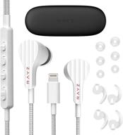 🎧 rayz smart earbuds with microphone and volume control - tangle-free wired headphones compatible with iphone 11 pro max x/xs max/xr 8/p 7/p – customizable via app (white) logo