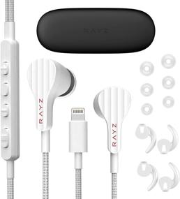 img 4 attached to 🎧 Rayz Smart Earbuds with Microphone and Volume Control - Tangle-Free Wired Headphones Compatible with iPhone 11 Pro Max X/XS Max/XR 8/P 7/P – Customizable via App (White)