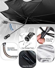 img 1 attached to JoyTutus Car Sun Shade: 360° Rotation Bendable Shaft SUV Windshield Umbrella Cover