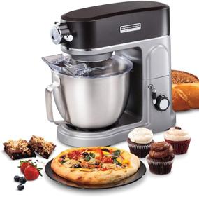 img 4 attached to 🍩 Hamilton Beach Professional All-Metal Stand Mixer with Specialty Attachment Hub - 5 Quart, 4.7 Liter - Model 63240 - Grey