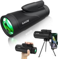 🔭 luxsure monocular telescope for smartphone, 12x50 hd high powered monocular for adults with low light night vision, phone holder & tripod, ideal for hunting, bird watching, camping, hiking, traveling - black logo