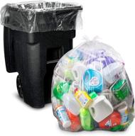 95-96 gallon trash bags (huge 25/count w/ties) - extra large heavy duty clear recycling bags for 90-100 gallon bins logo