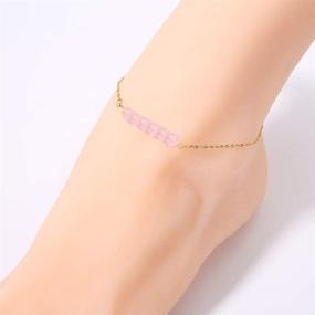 img 2 attached to Boost Your Energy and Balance Chakras with BALIBALI 4MM Mini Gemstone Psychic Anklet - Handmade Dainty Bead Anklet for Women and Girls