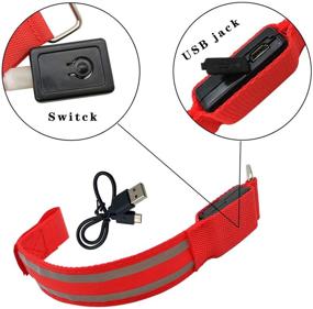 img 1 attached to 🏃 USB Chargeable 2 Pack LED Armband for Night Running & Cycling - Stay Visible with Glow Light, Safety Reflective Sports Wristbands